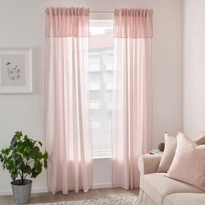 IKEA MOALISA Curtains, Window Drapes pale pink 57x98 "